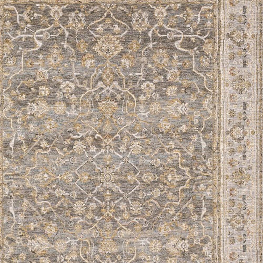 5' X 8' Beige Grey Machine Woven Oriental Indoor Arean Rug