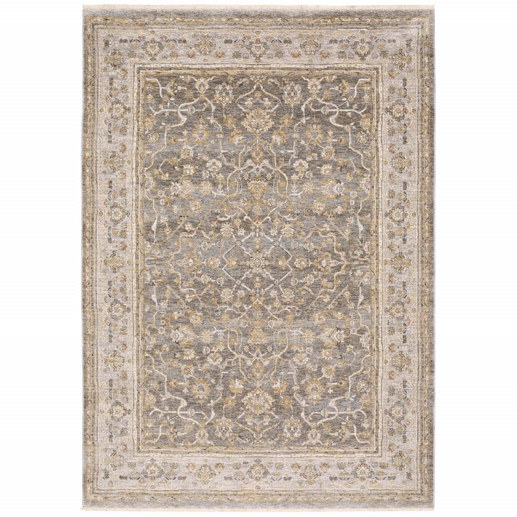 6' X 9' Beige Grey Machine Woven Oriental Indoor Arean Rug