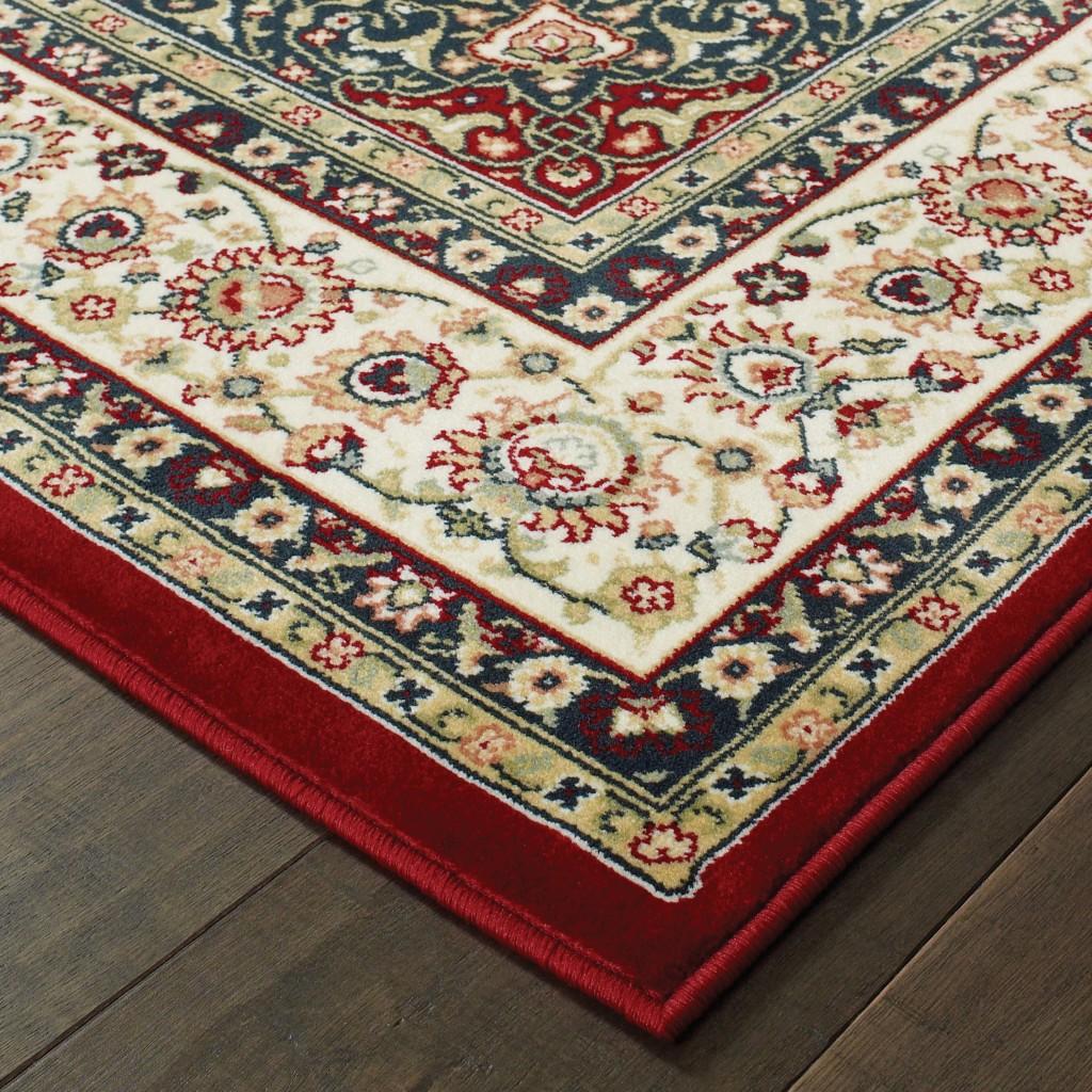 7' x 10' Red Ivory Machine Woven Oriental Indoor Area Rug Default Title