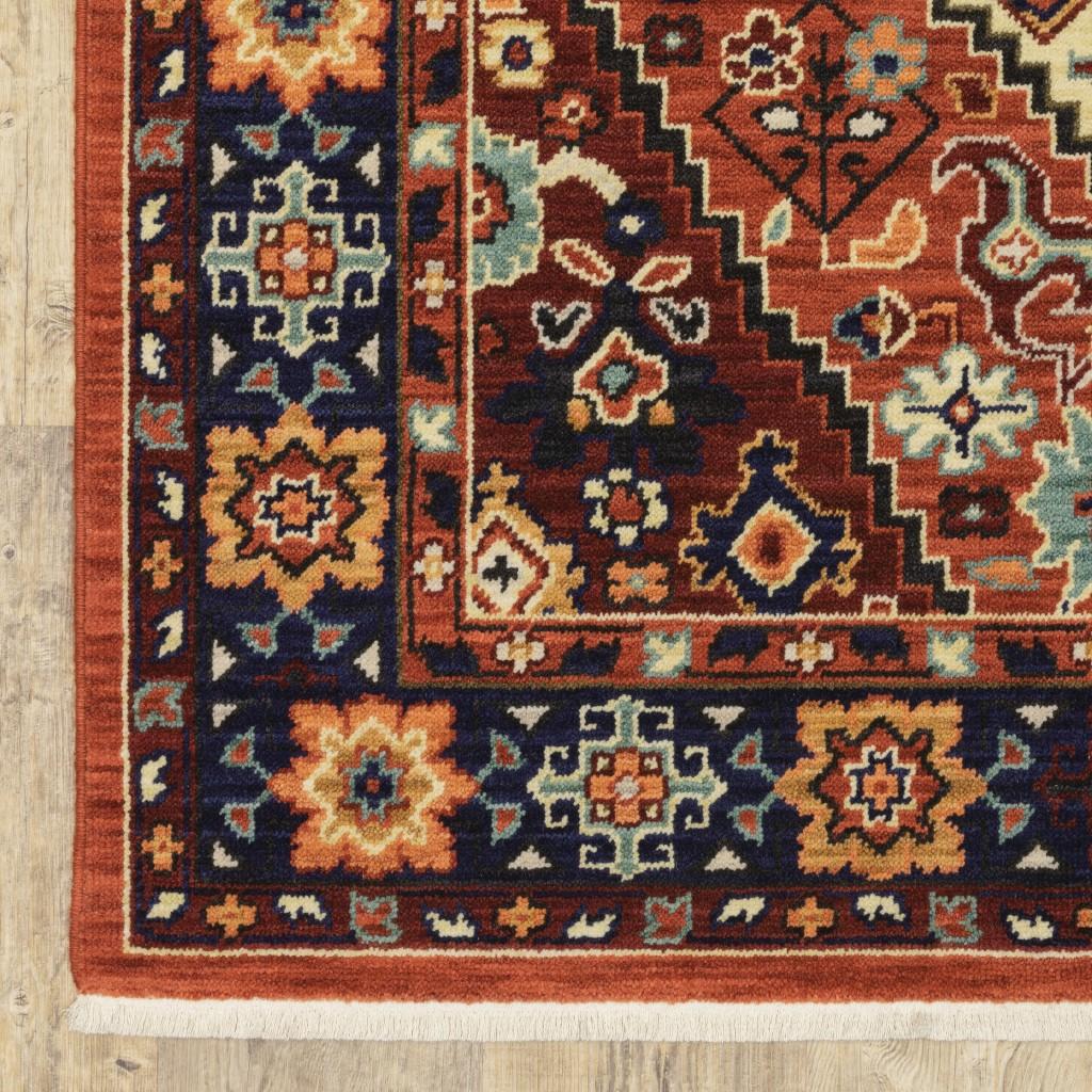 2' x 3' Red Blue Machine Woven Oriental Indoor Area Rug