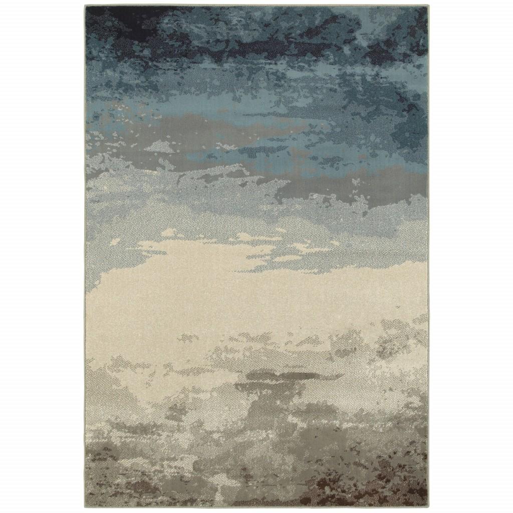 5' x 8' Blue Beige Machine Woven Abstract Skies Indoor Area Rug Default Title