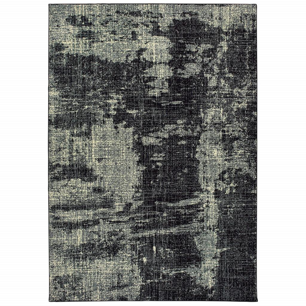 9' x 12' Black Ivory Machine Woven Abstract Indoor Area Rug