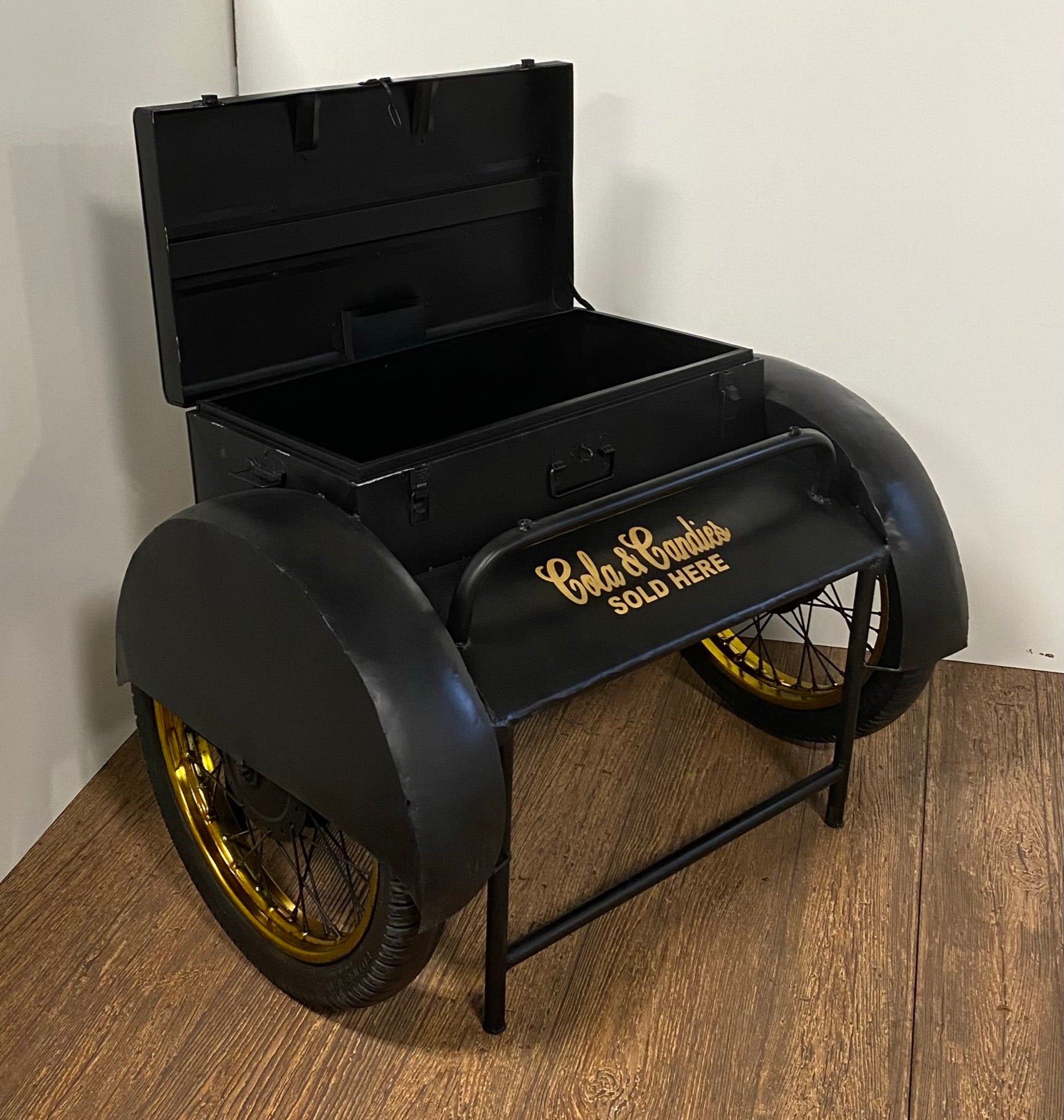 Black Old Time Delivery Box Table with Storage Default Title