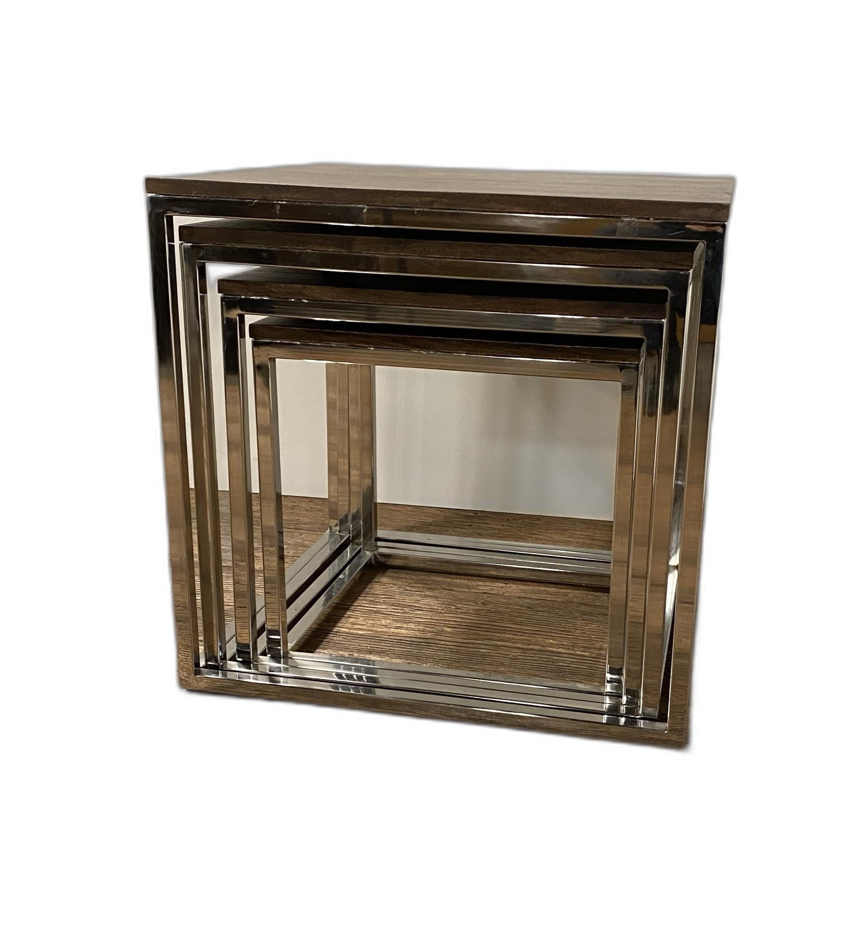 Set of 4 Modern Rustic Nesting Accent Tables