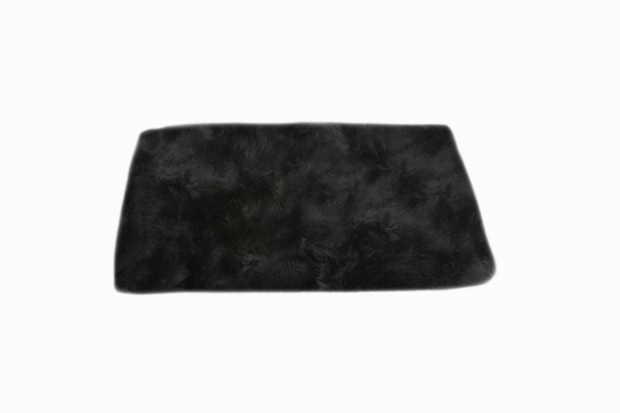 2' x 5' Black Natural Rectangular Sheepskin Area Rug