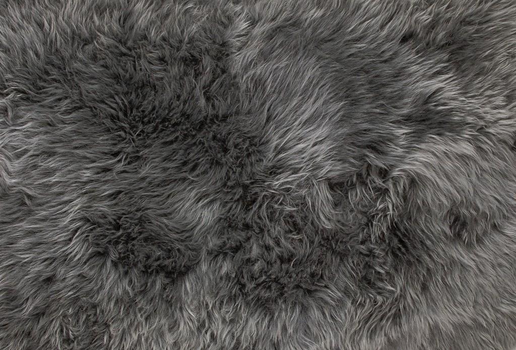 2' x 5' Gray Natural Rectangular Sheepskin Area Rug