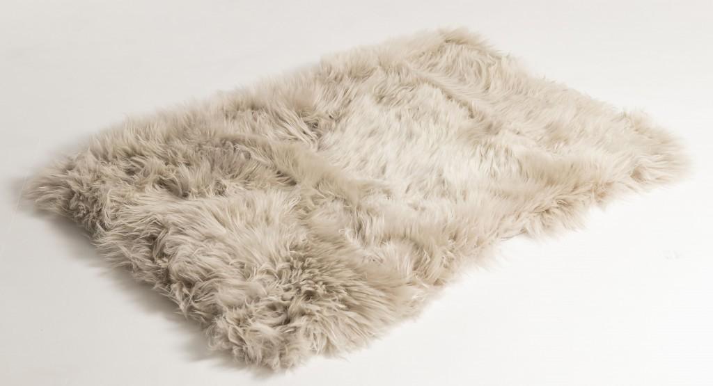 2' x 5' Taupe Natural Rectangular Sheepskin Area Rug