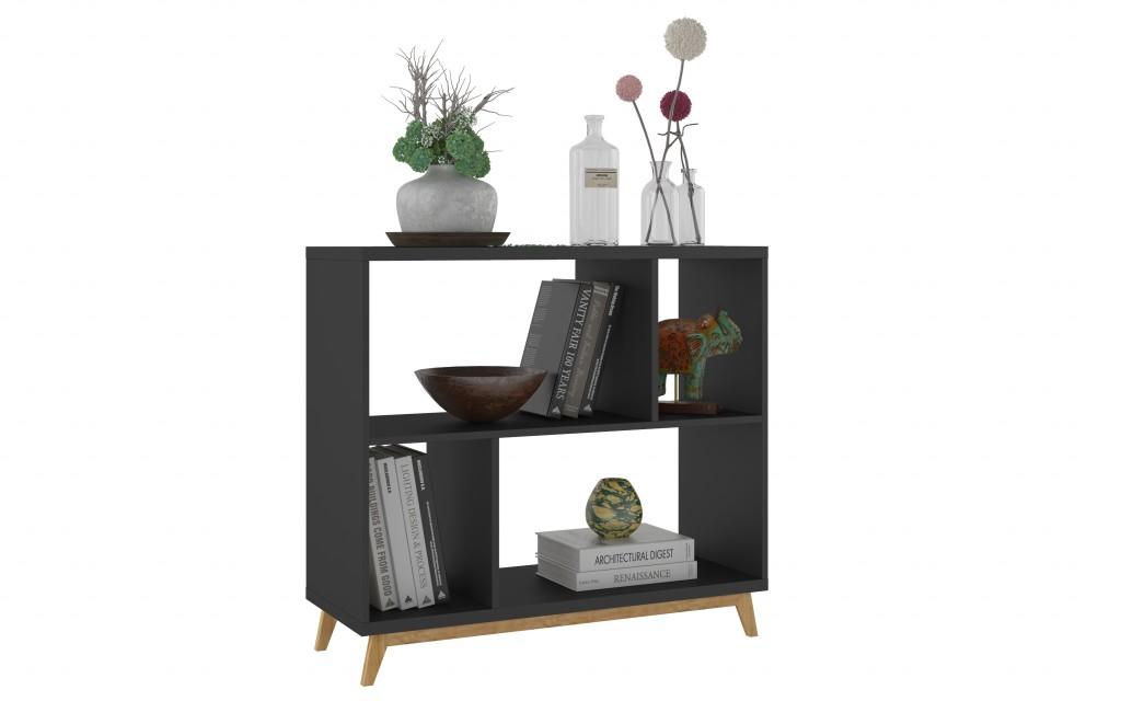 Modern Black and Natural Bookcase