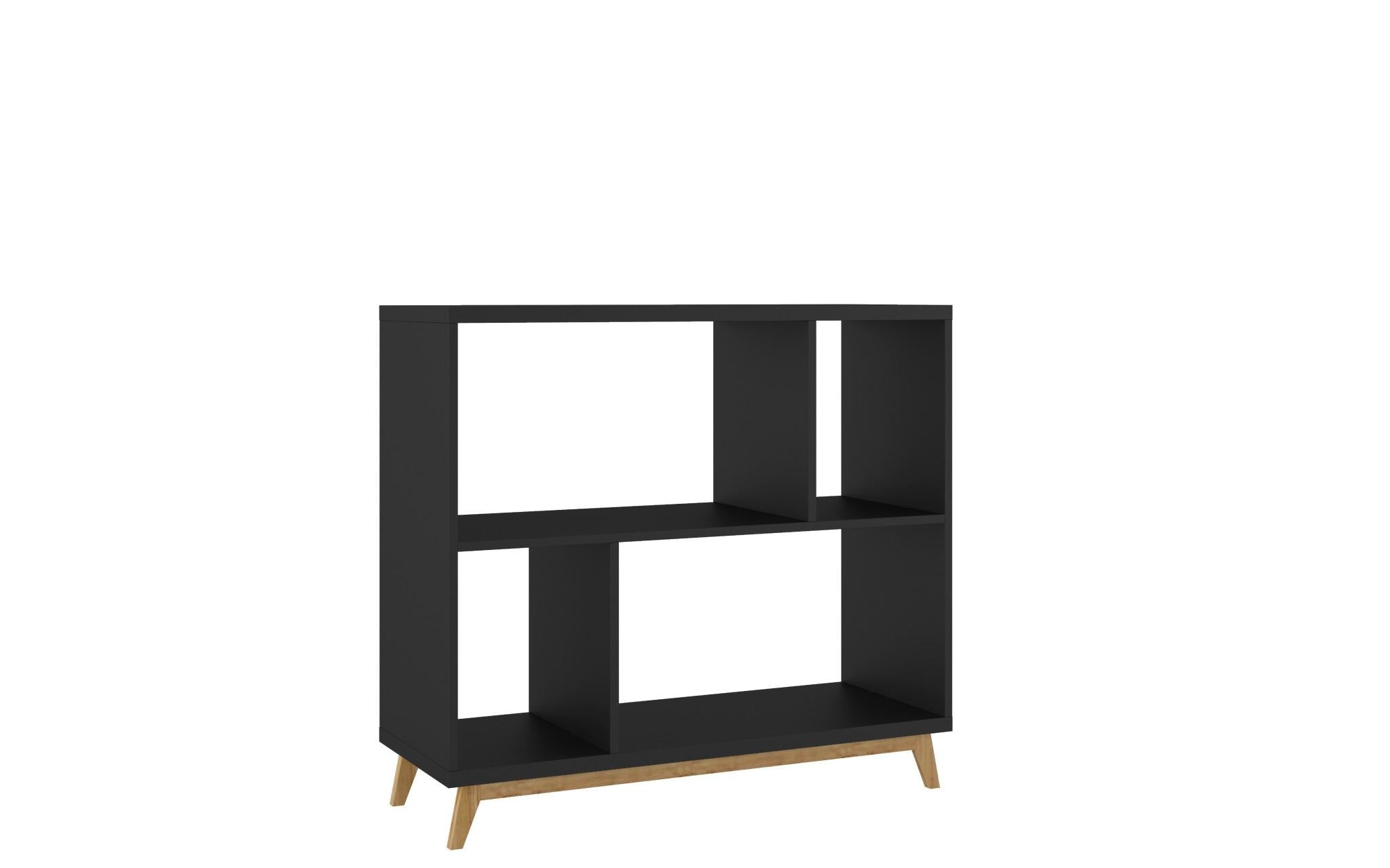 Modern Black and Natural Bookcase