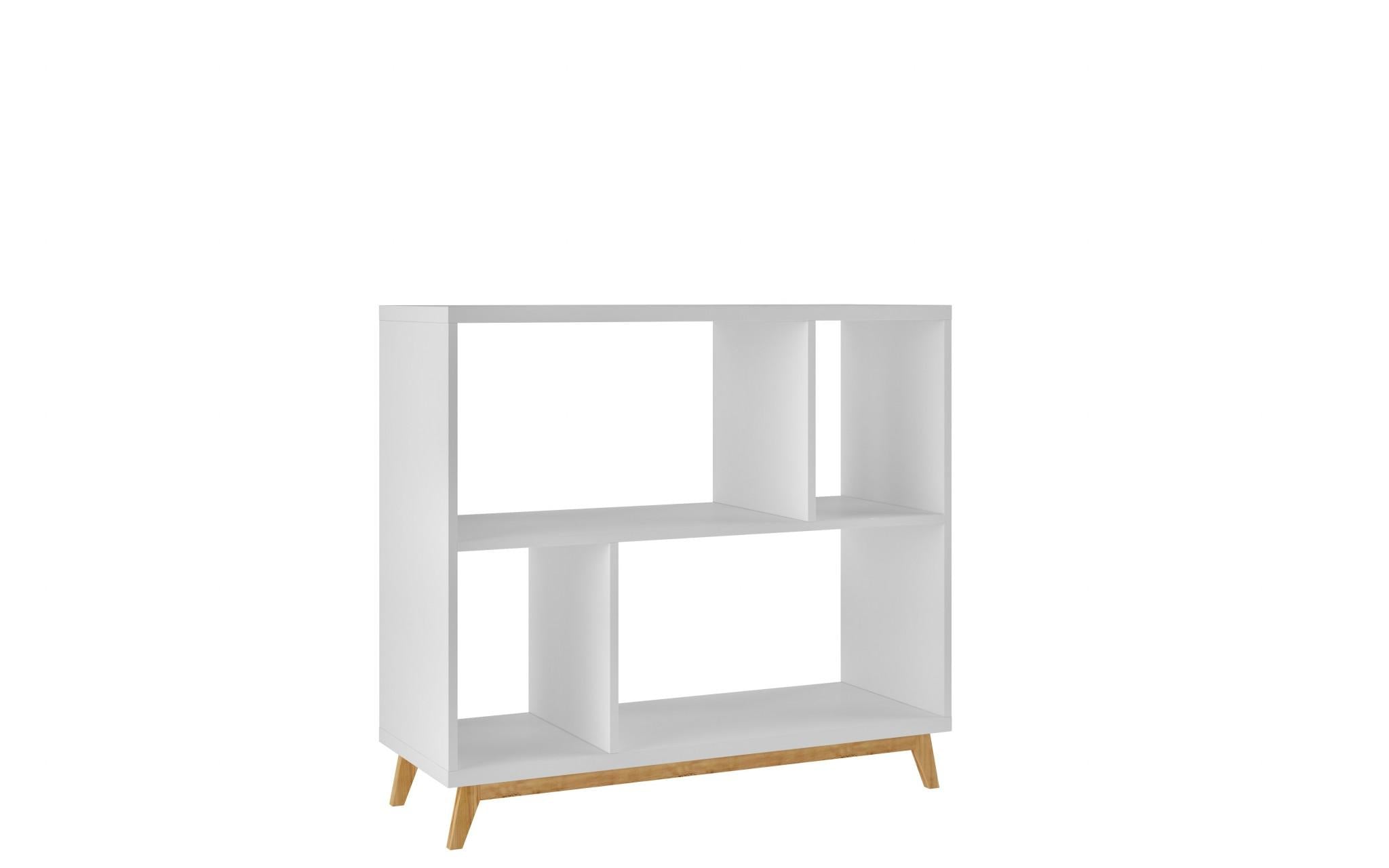 Modern White and Natural Bookcase