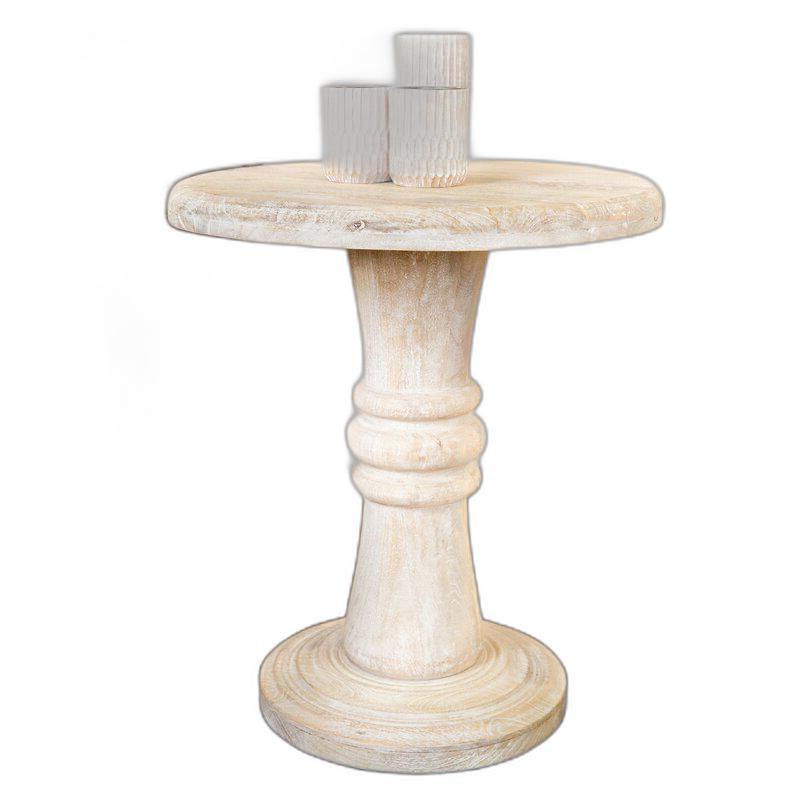 Rustic Natural Turned Pedestal End Table