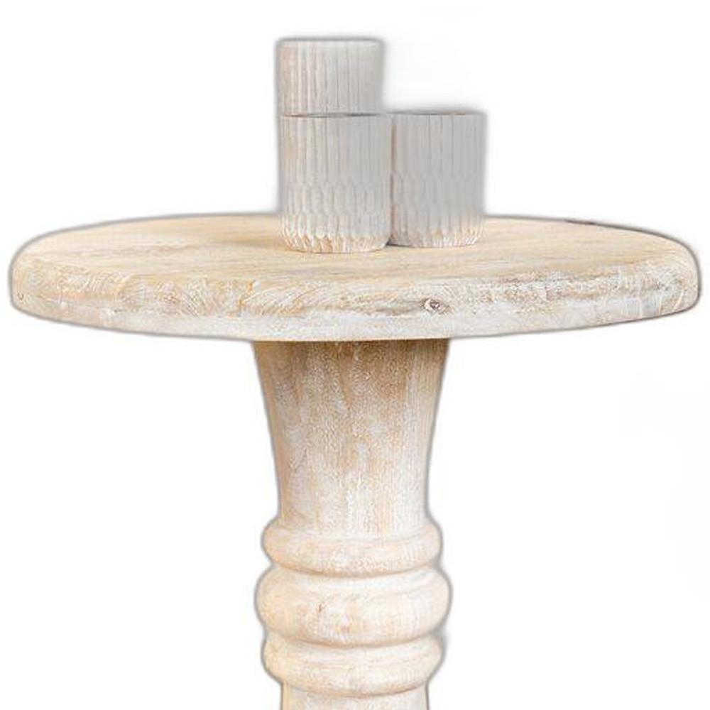 Rustic Natural Turned Pedestal End Table