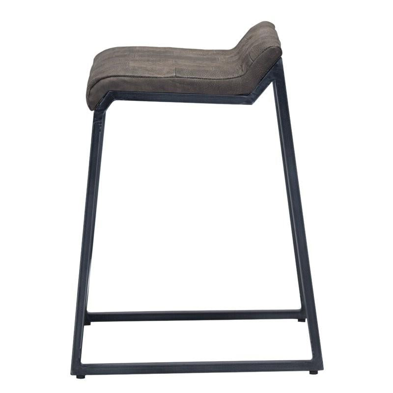 Brown Leather and Dark Grey Counter Stool