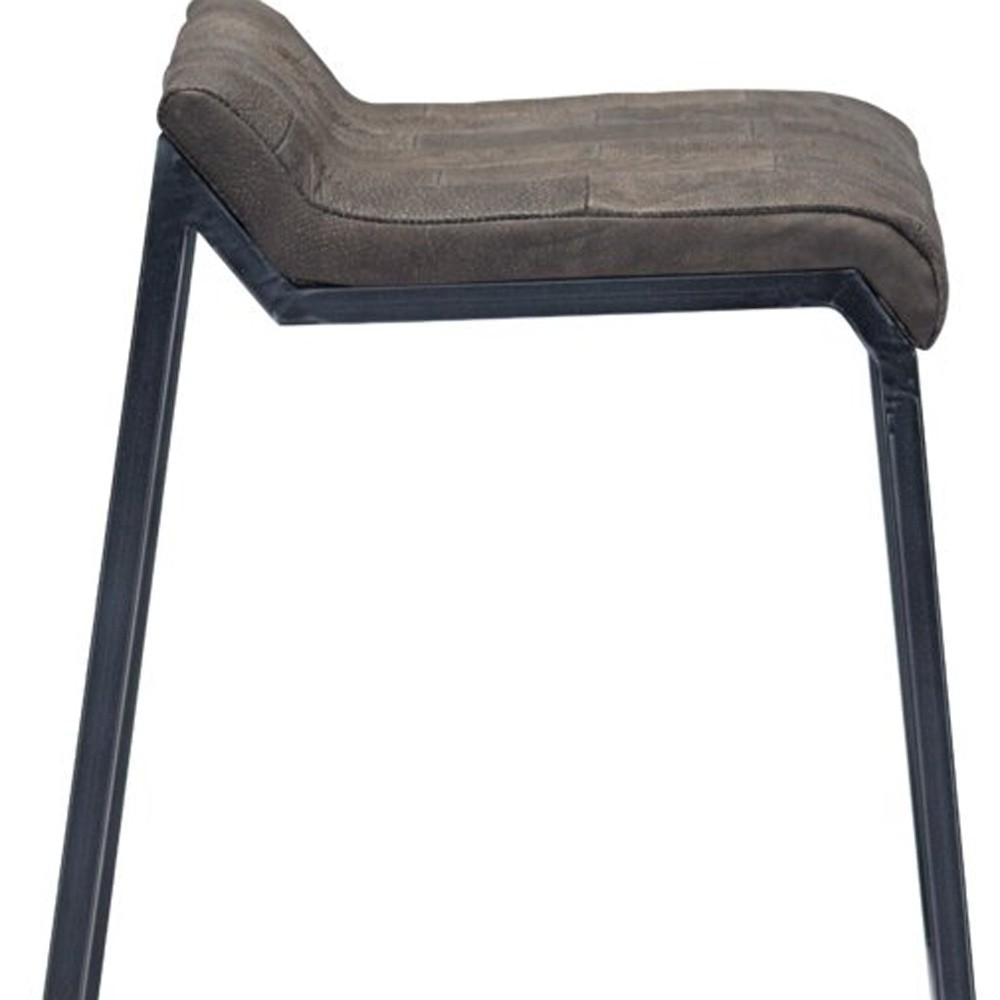 Brown Leather and Dark Grey Counter Stool