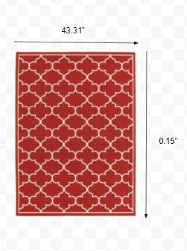 4’x6’ Red and Ivory Trellis Indoor Outdoor Area Rug