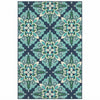 4’x6’ Blue and Green Floral Indoor Outdoor Area Rug