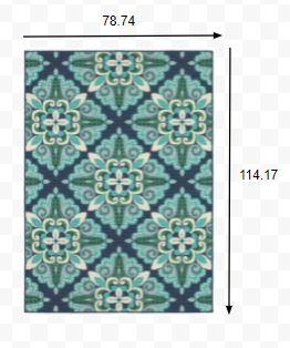 7’x10’ Blue and Green Floral Indoor Outdoor Area Rug