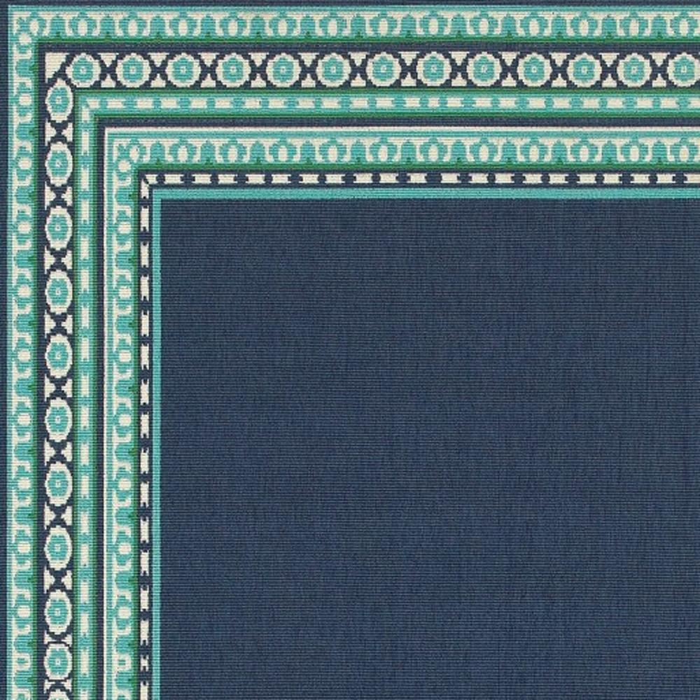 4’x6’ Navy and Green Geometric Indoor Outdoor Area Rug