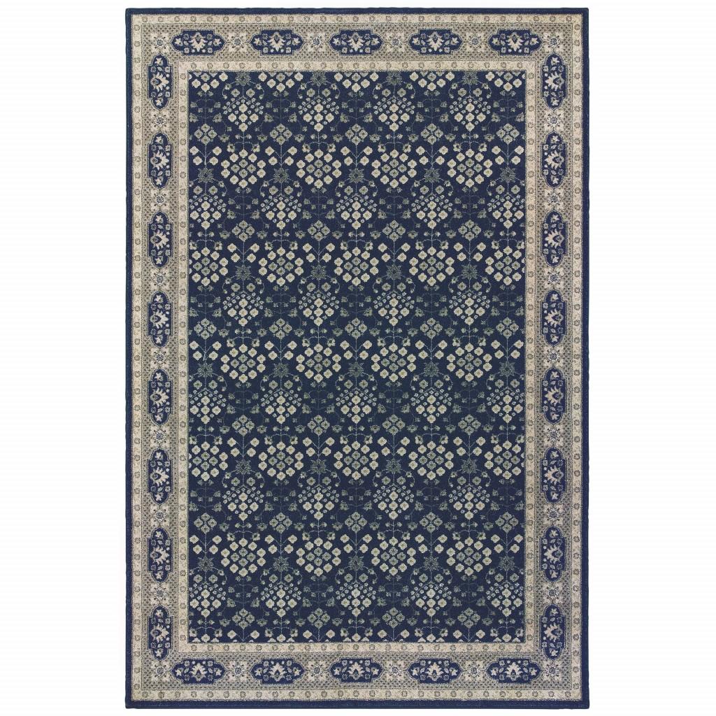 10’x13’ Navy and Gray Floral Ditsy Area Rug