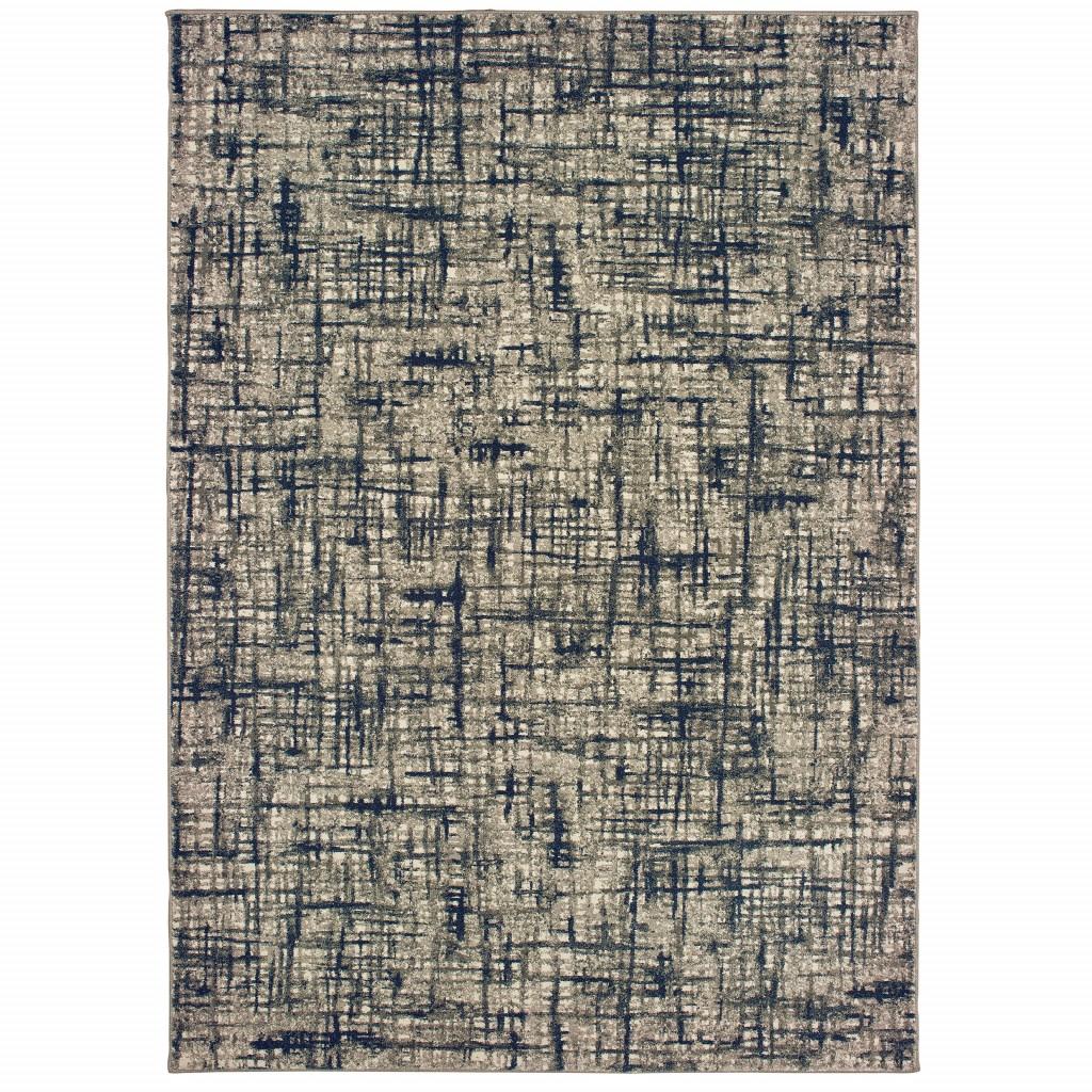 7’x10’ Gray and Navy Abstract Area Rug Default Title