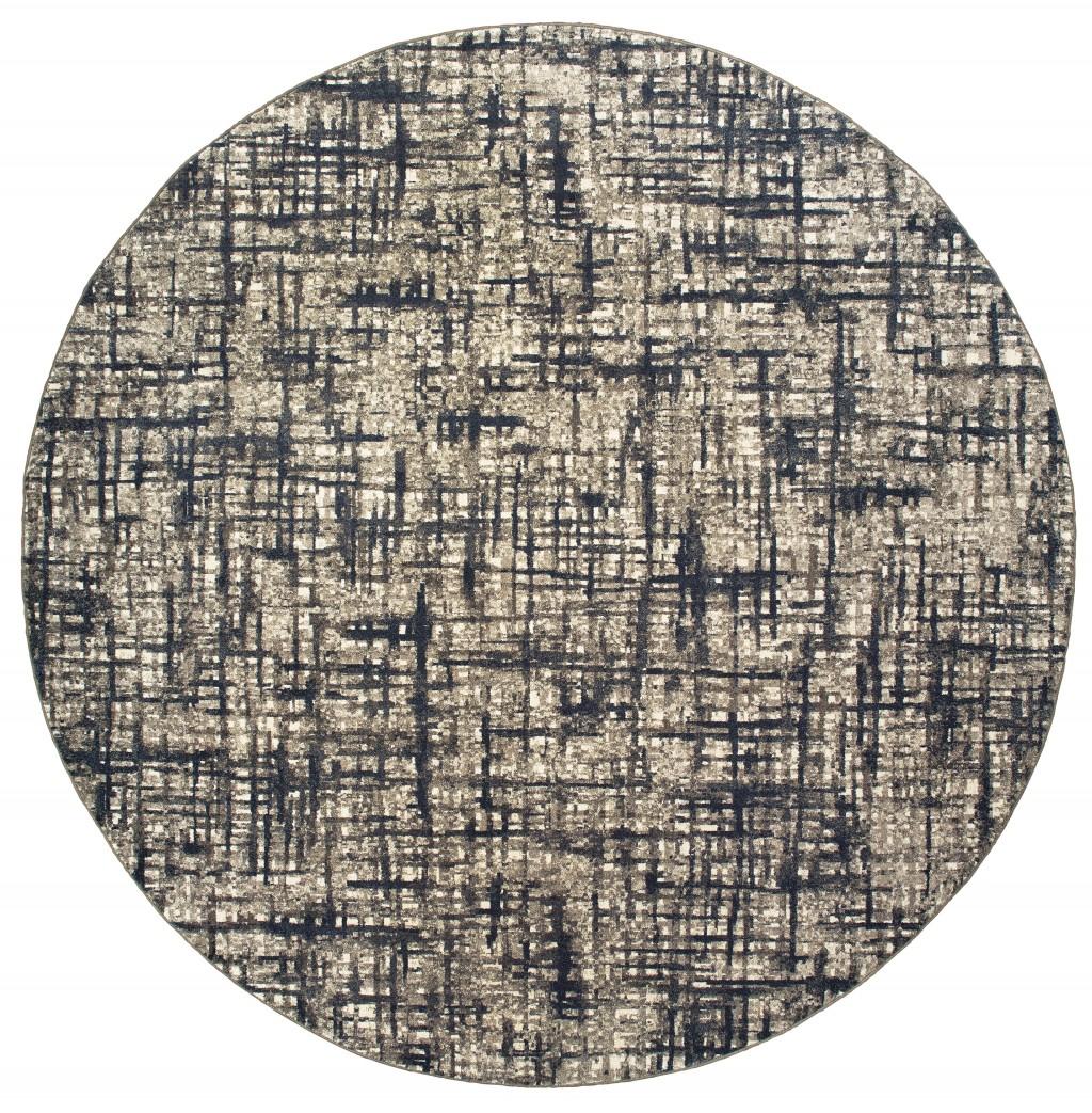 7’x10’ Gray and Navy Abstract Area Rug