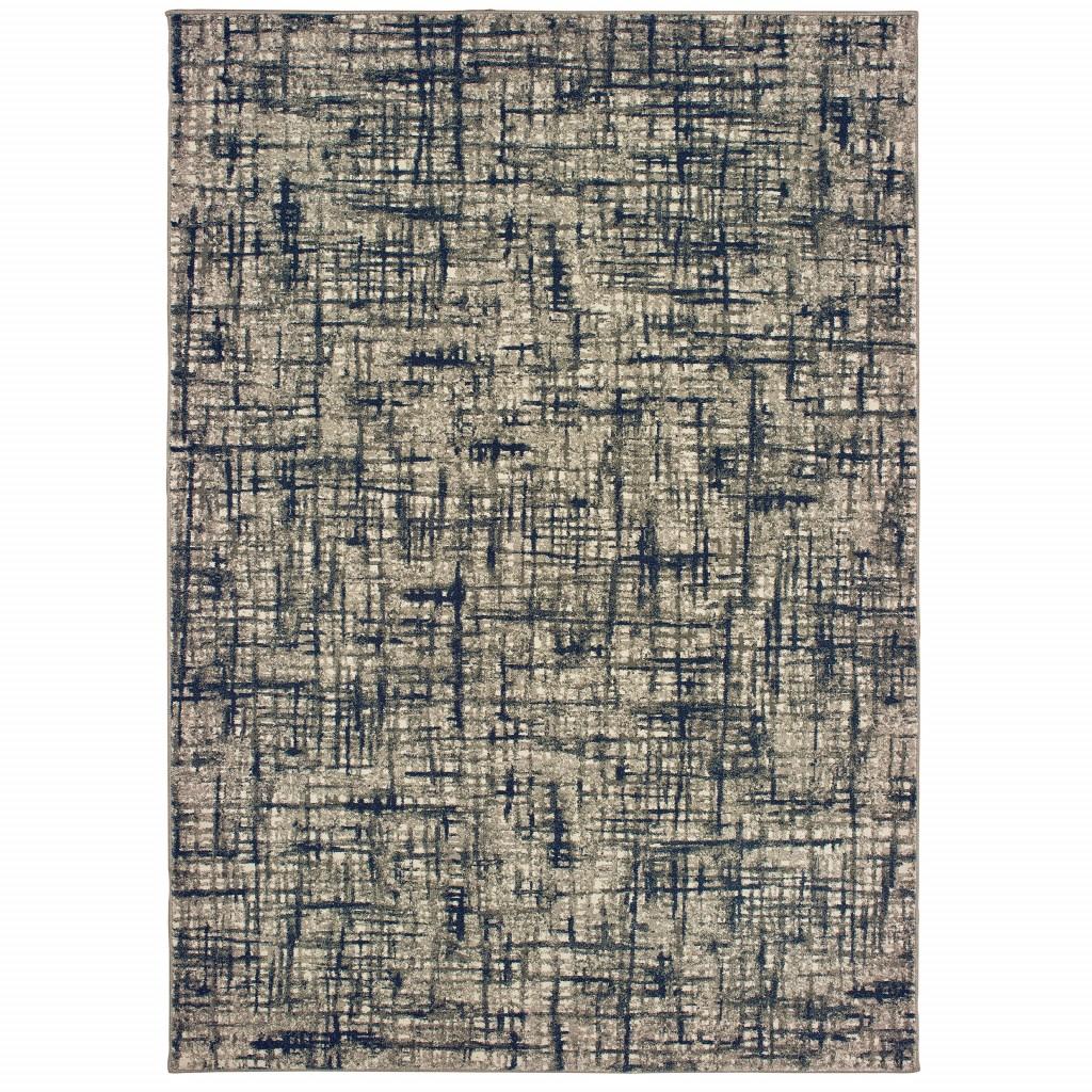 8’x11’ Gray and Navy Abstract Area Rug