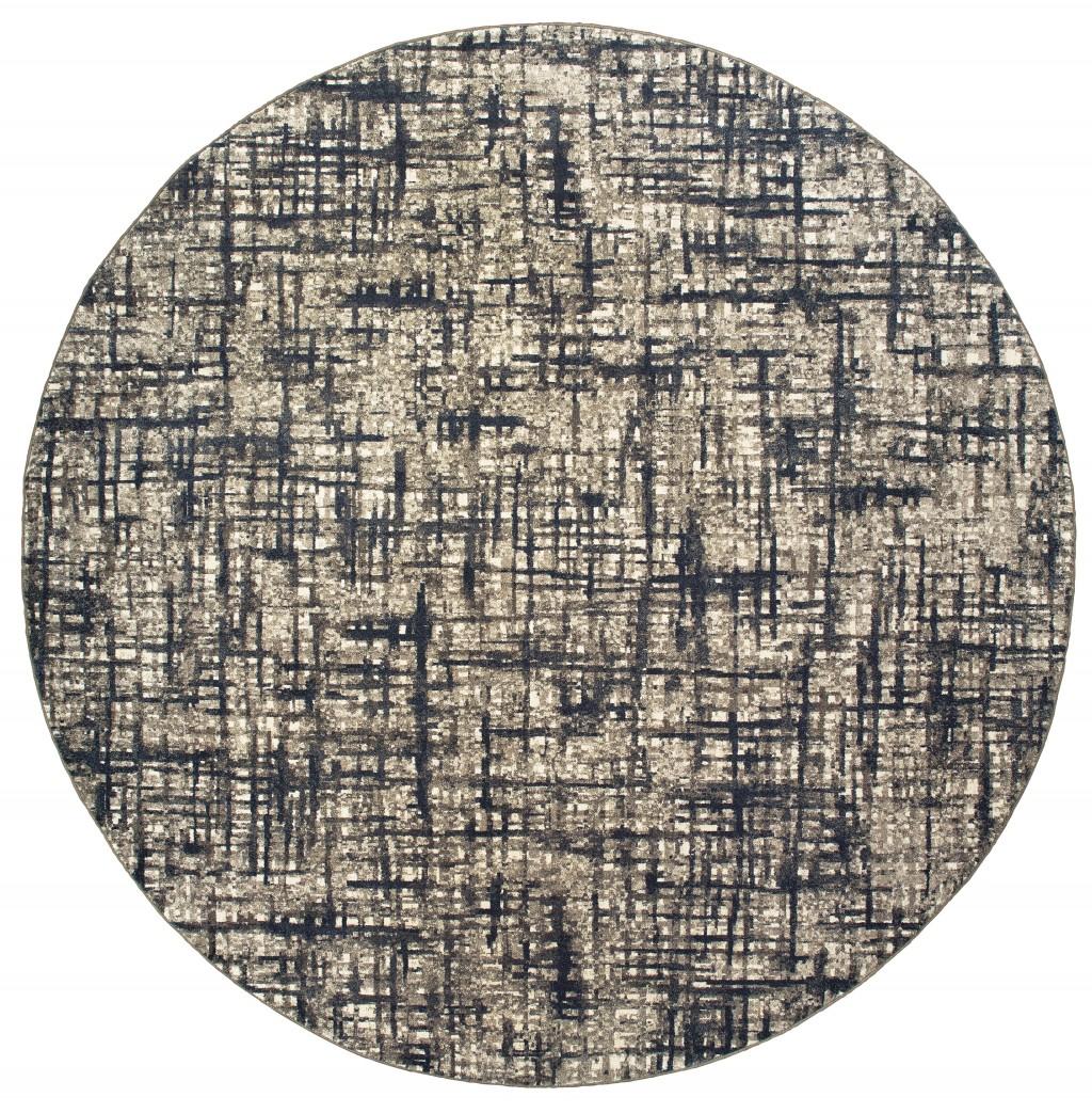 8’x11’ Gray and Navy Abstract Area Rug