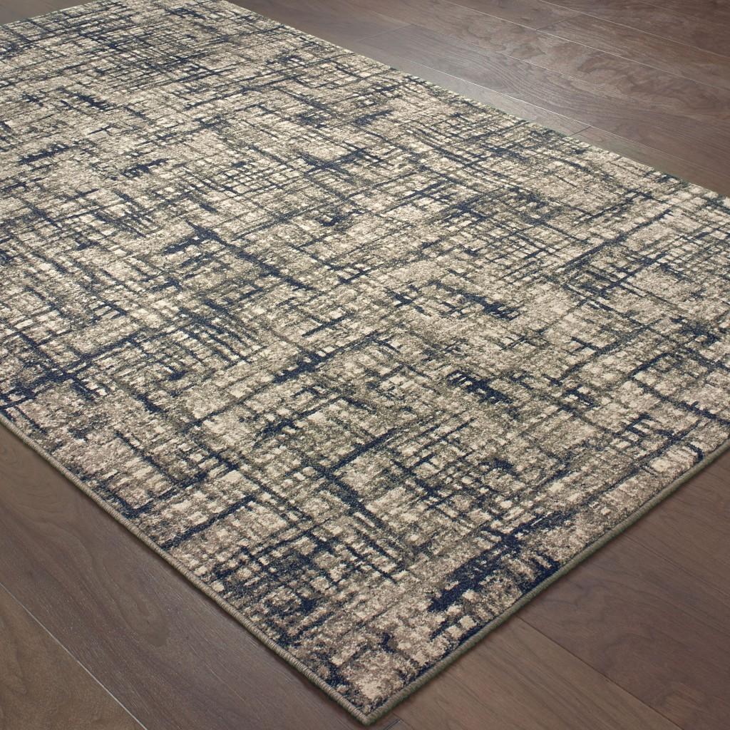 10’x13’ Gray and Navy Abstract Area Rug