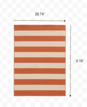 3’x5’ Orange and Ivory Striped Indoor Outdoor Area Rug