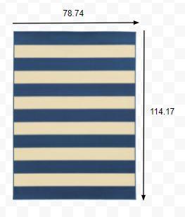 7’x10’ Blue and Ivory Striped Indoor Outdoor Area Rug