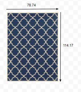 7’x10’ Blue and Ivory Trellis Indoor Outdoor Area Rug