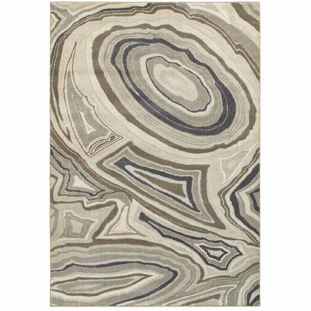 5’x8’ Ivory and Gray Abstract Geometric Area Rug Default Title