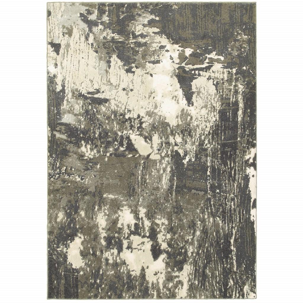 7’x10’ Gray and Ivory Abstract Area Rug Default Title
