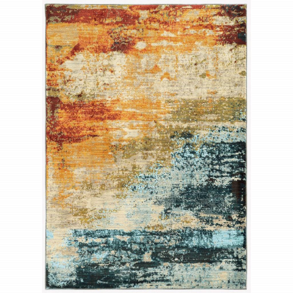 7’x10’ Blue and Red Distressed Area Rug Default Title