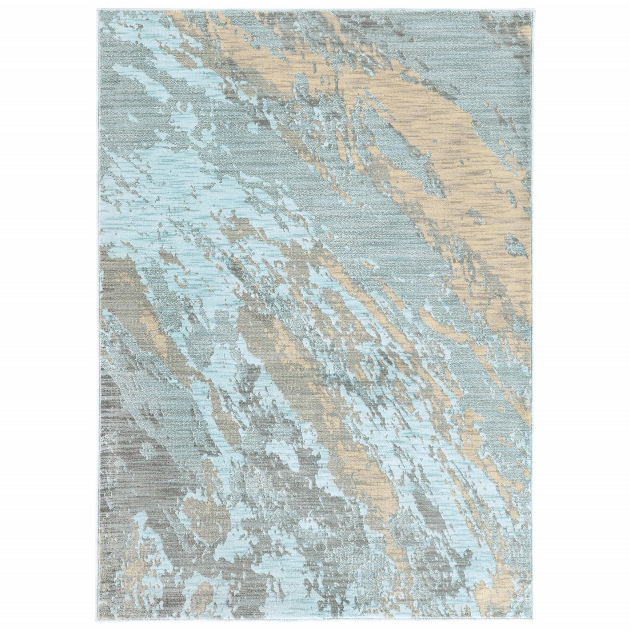 8’x11’ Blue and Gray Abstract Impasto Area Rug