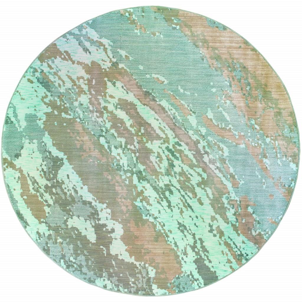 8' Round Blue and Gray Abstract Impasto Area Rug Default Title