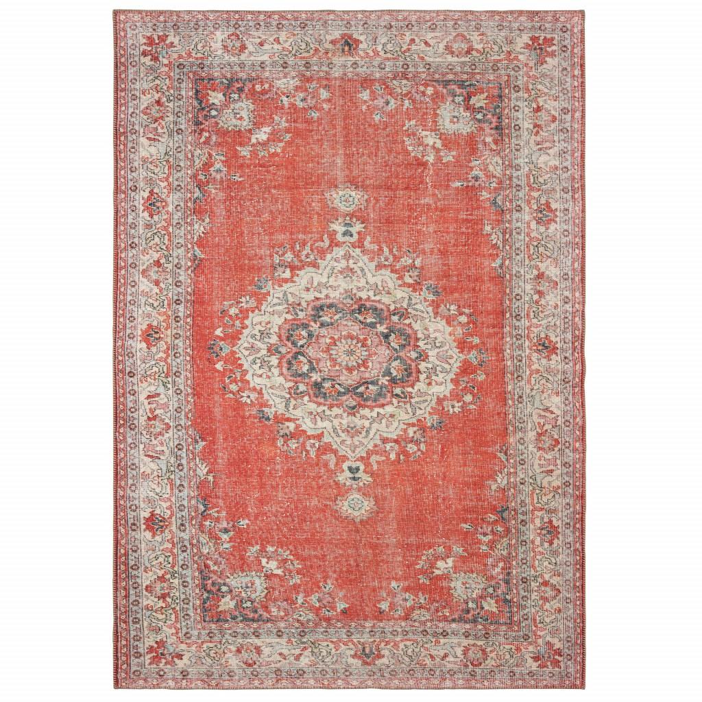 5’x8’ Red and Gray Oriental Area Rug Default Title