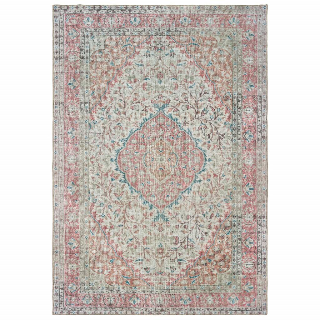 2’x3’ Ivory and Pink Oriental Scatter Rug Default Title