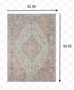 5’x8’ Ivory and Pink Oriental Area Rug