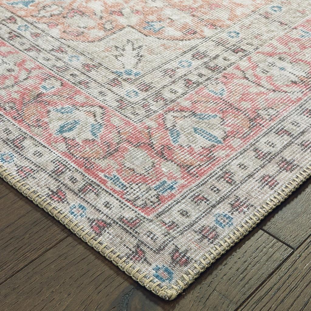 8’x10’ Ivory and Pink Oriental Area Rug