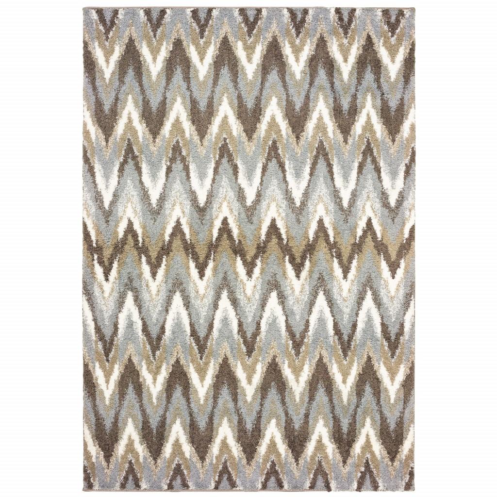 5’x8’ Gray and Taupe Ikat Pattern Area Rug Default Title