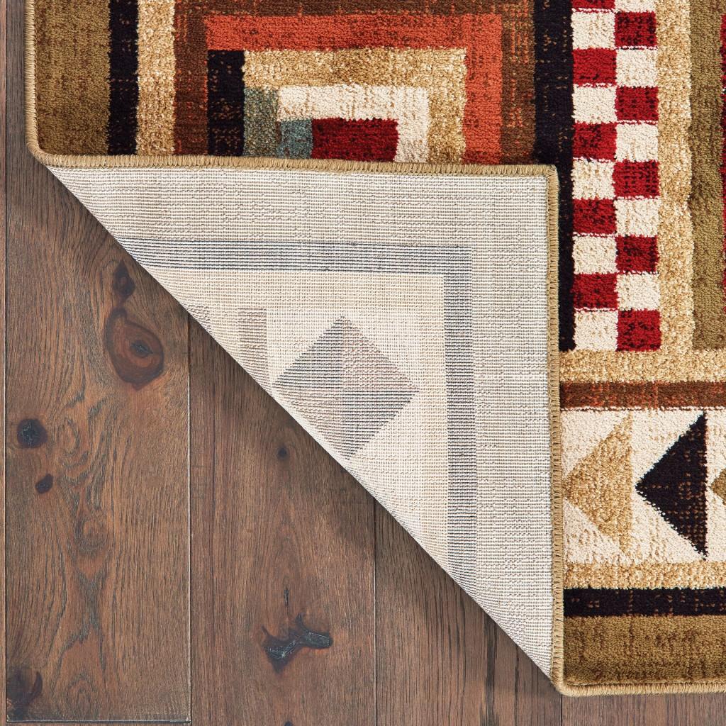 10’x13’ Brown and Red Ikat Patchwork Area Rug