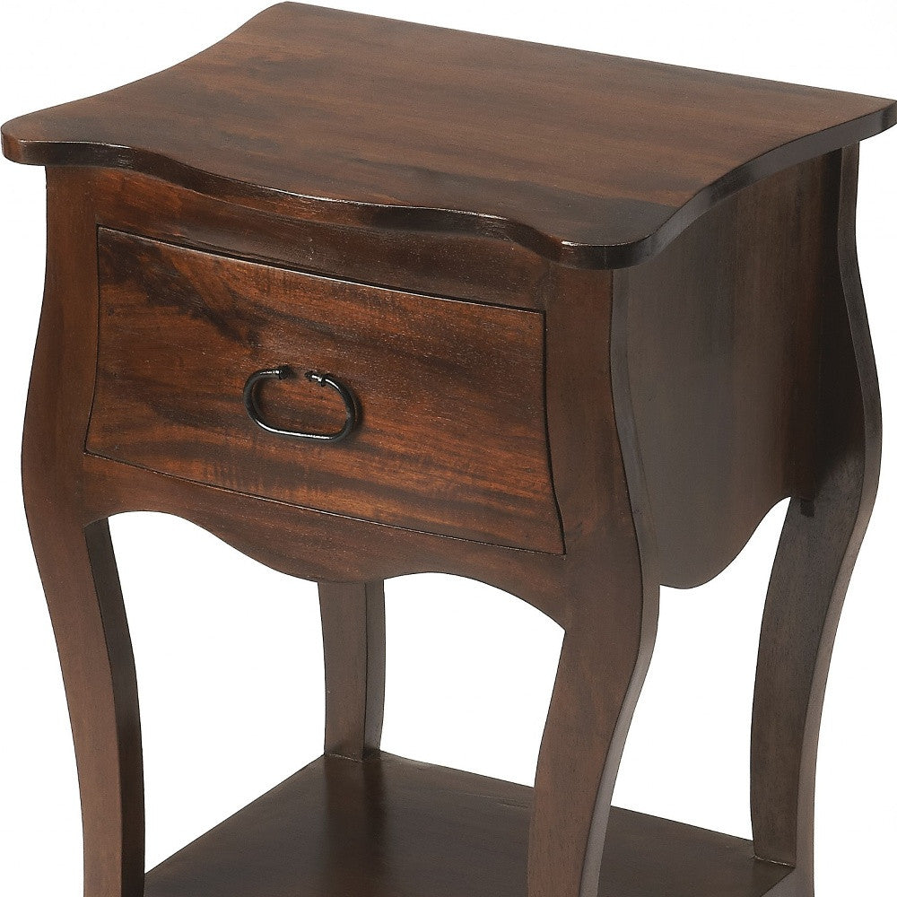 Brown Walnut Single Drawer Nightstand