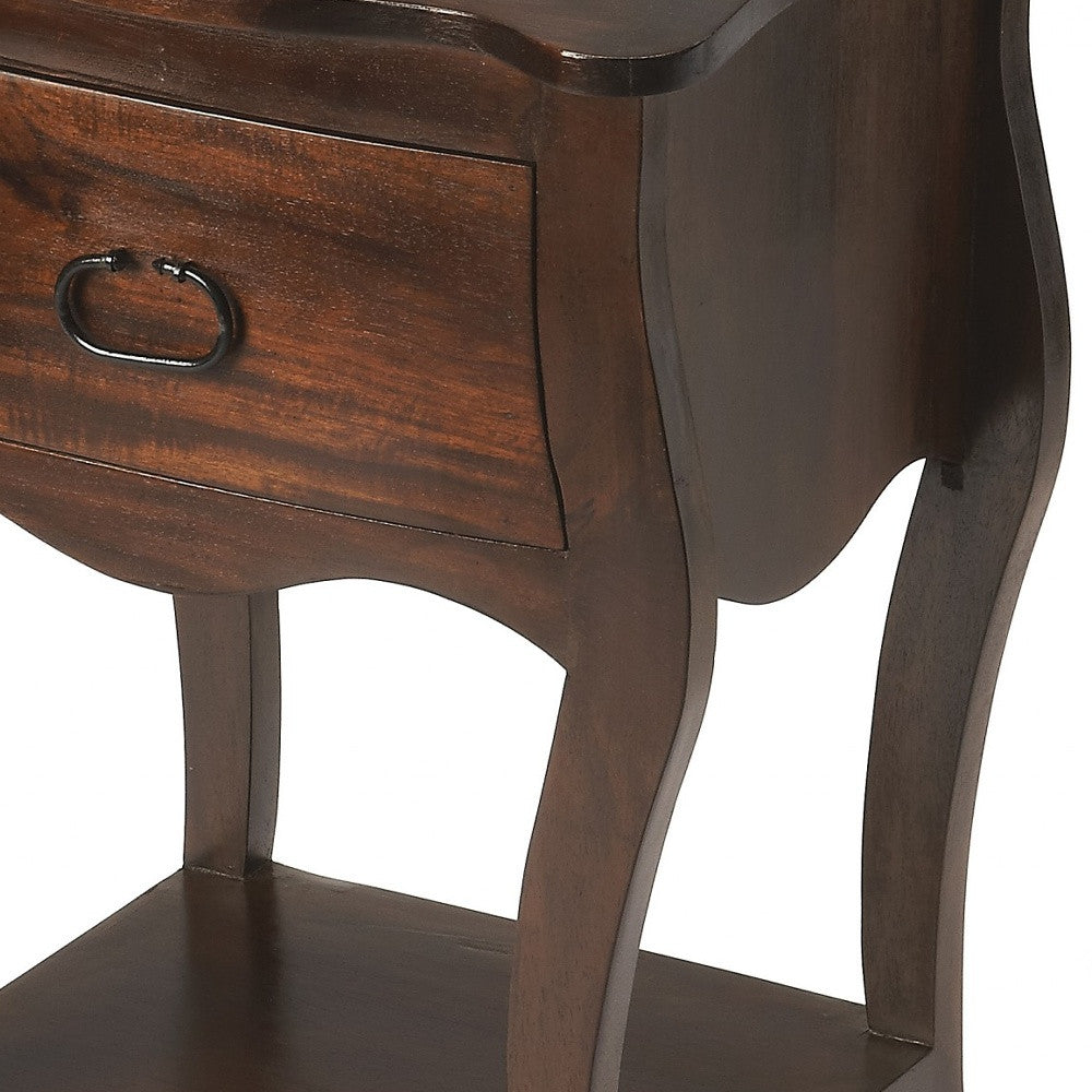 Brown Walnut Single Drawer Nightstand