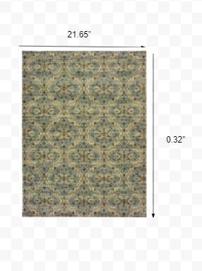 2’x3’ Ivory and Blue Geometric Scatter Rug