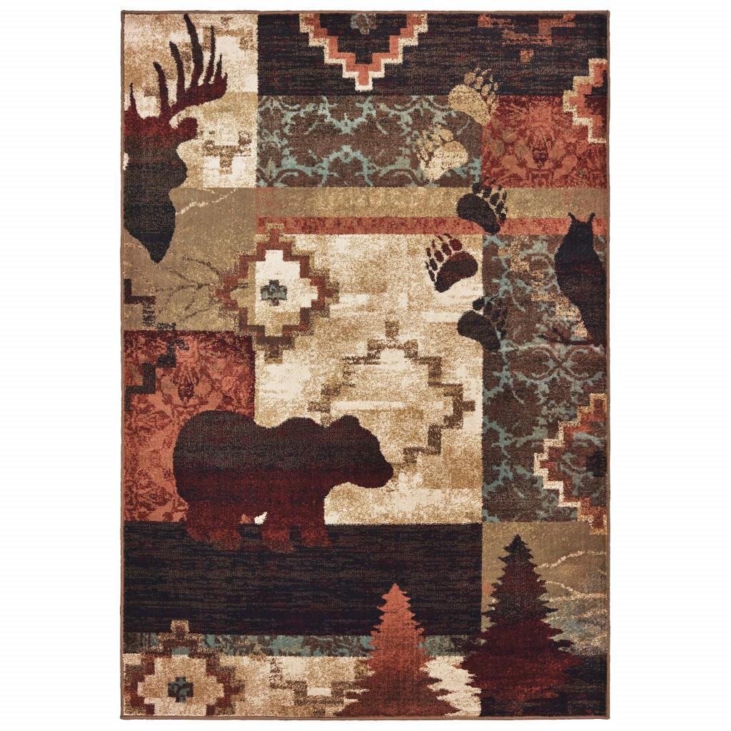 2’x3’ Rustic Brown Animal Lodge Scatter Rug Default Title