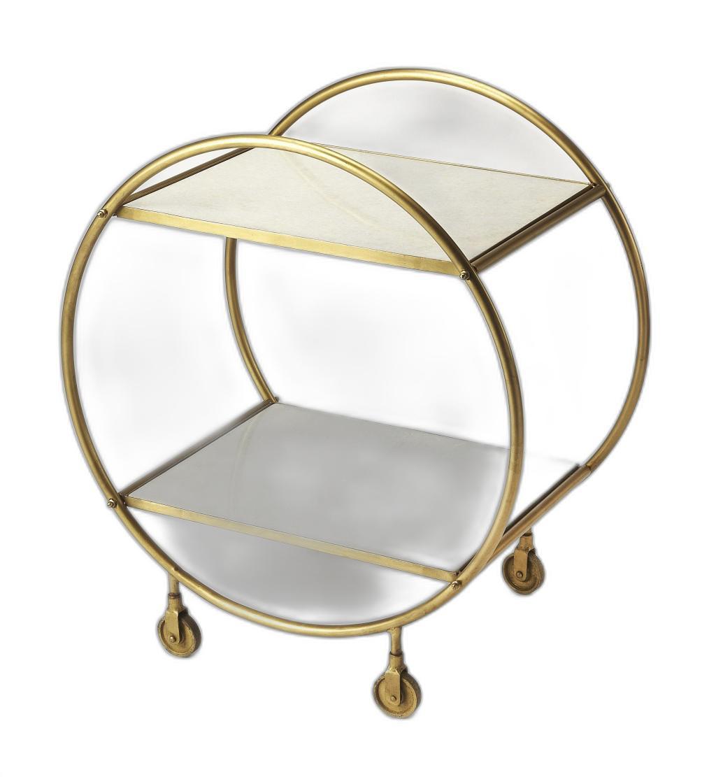 Modern Gold and White Marble Rolling Server