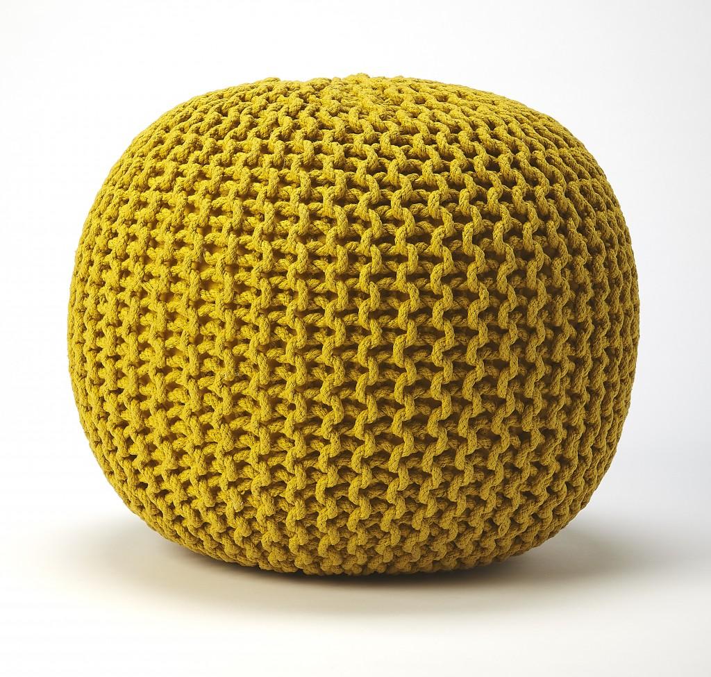 Cool Golden Mustard Pouf Ottoman