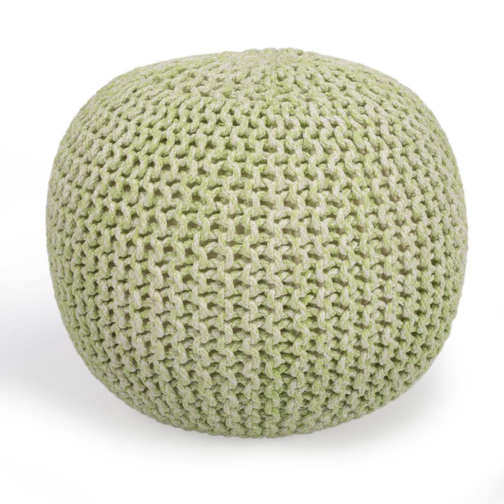 Cool Green Woven Pouf Ottoman