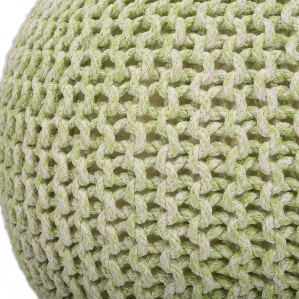 Cool Green Woven Pouf Ottoman